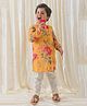 Tiber Taber Cotton Full Sleeves Floral Printed Kurta Pyjama Set - Yellow