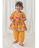 Tiber Taber Full Sleeves Lace Embellished & Floral Printed Kurta With Salwar - Yellow
