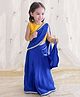 Tiber Taber Viscose Short Sleeves Zari Buti Saree Blouse Set - Blue