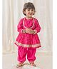 Tiber Taber Full Sleeves Sequin Lace Embellished & Bandhani Printed Kurta With Salwar - Pink