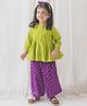 Tiber Taber Cotton Full Sleeves Bandhani Printed Top With Palazzo & Headband - Green