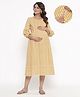 Ikk Kudi by Seerat Cotton Woven Three Fourth Sleeves Abstract  Printed Dress With Concealed Zipper Nursing Access - Yellow