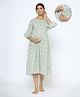 Ikk Kudi by Seerat Cotton Three Fourth Sleeves Paisley Printed Maternity Dress With Concealed Zipper Nursing Access - Light Green