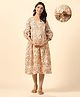 Ikk Kudi by Seerat Cotton Three Fourth Sleeves Floral  Printed Dress With Concealed Zipper Nursing Access - Multi Colour