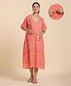 Ikk Kudi by Seerat Cotton Half Sleeves Floral Printed Dress With Concealed Zipper Nursing Access - Pink