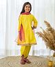 Fairies Forever Silk Three Fourth Sleeves Foil Printed & Lace Embellished Kurta Dhoti Set With Dupatta - Yellow