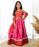 Fairies Forever Silk Sleeveless Gota Lace Embellished Lehenga Choli Set With Dupatta - Pink  & Red