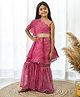 Fairies Forevere Sleeveless Gota Lace Embellished Leheriya Sharara Set With Fancy Belt - Pink