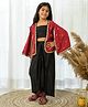 Fairies Forever Silk Three Fourth Sleeves Gota Lace Detailed Dhoti Set With Bandhani Jacket - Black