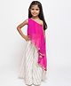 Fairies Forever Sleeveless One Shoulder Leheriya Printed & Lace Embellished Top With Sharara - Pink