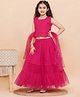 AJ Dezines Sleeveless Sequin Embroidered Ruffle Design Choli With  Flared Lehenga & Dupatta - Pink