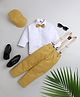 Jeet Ethnics Full Sleeves Solid Shirt With Striped Pant Bow Cap & Suspender Set - Yellow