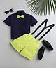 Jeet Ethnics Half Sleeves Solid Shirt With Checked Shorts Bow & Suspender Set - Yellow