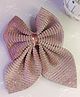 Little Tresses  Striped & Piggy Tail Detailed Bow Alligator Clip - Light Fuchsia Purple