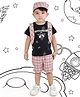 BAD BOYS Half Sleeves Space Theme Tee With Coordinating Checked Shorts Jacket & Cap - Pink