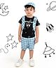 BAD BOYS Half Sleeves Space Theme Tee With Coordinating Checked Shorts Jacket & Cap - Sky Blue