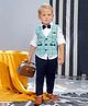 BAD BOYS CHARMING TRIO: PRINTED SATIN SHIRT, COTTON LYCRA CHECKERED WAISTCOAT AND BOW SET! N 2-3 Y GREEN