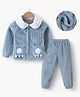 Kookie Kids Full Sleeves Winter Wear Night Suit With Applique - Light Blue