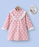 Kookie Kids Full Sleeves Winter Frock With Polka Dot Print - Pink
