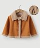 Kookie Kids Full Sleeves Collar Neck Winter Jacket With Fur Detailing - Brown