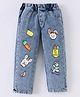 Kookie Kids Full Length Bunny  Printed Washed  Denim Jeans -  Blue