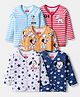 Babyhug Disney Cotton Knit Full Sleeves Front Open Jhablas With Stripes & 101 Dalmatians Graphics Pack of 5 - White Blue & Orange