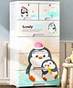 TOYPENTER 5 Layers High Density Plastic Storage Cabinate with Wheels I Collapsible Kids Clothing Wardrobe | Portable Waterproof Multipurpose Storage/Adjustable 6 Drawers Almirah for Babies (Penguins)