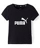 PUMA Cotton Knit Half Sleeves Solid T-Shirt with Logo Print - Black