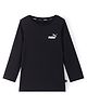 Puma Cotton Knit Full Sleeves T-Shirt With Logo Print - Black