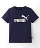 Puma Cotton Knit Half Sleeves T-Shirt With Logo Print - Blue