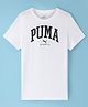 Puma Cotton Knit Half Sleeves T-Shirt With Logo Print - White