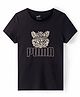 Puma Cotton Knit Half Sleeves T-Shirt With Logo Print - Black