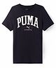 Puma Cotton Knit Half Sleeves T-Shirt With Logo Print - Black
