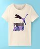 Puma Cotton Knit Half Sleeves T-Shirt With Logo Print - White