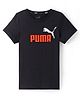 Puma Cotton Knit Half Sleeves T-Shirt With Logo Print - Black