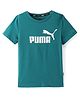 Puma Cotton Knit Half Sleeves T-Shirt With Logo Print - Teal Blue