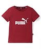 PUMA Cotton Knit Half Sleeves Solid T-Shirt with Logo Print - Red