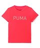 Puma Cotton Knit Half Sleeves T-Shirt With Logo Print - Neon Pink