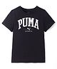 Puma Cotton Knit Half Sleeves T-Shirt With Logo Print - Black