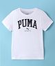 Puma Cotton Knit Half Sleeves T-Shirt With Logo Print - White