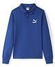 Puma Cotton Knit Full Sleeves Polo T-Shirt With Logo Print - Royal Blue