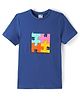 Puma Cotton Knit Half Sleeves T-Shirt With Puzzle Print - Blue