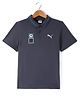 Puma Cotton Knit Half Sleeves Polo T-Shirt With Logo Print - Grey