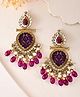 VALLEY OF JEWELLERY - Gold Plated Purple Colour Drop And Dangle Statement Earrings - Purple
