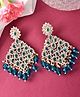 VALLEY OF JEWELLERY - Traditional Gold Plated Green & White AD Stone Statement Earrings - Green