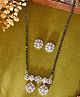 VALLEY OF JEWELLERY - Silver-Plated Black Beaded & AD Studded Chain Mangalsutra Set - Silver