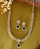 VALLEY OF JEWELLERY - Gold-Plated White And Blue Colour AD-Studded Jewellery Set - Blue