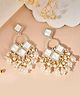 VALLEY OF JEWELLERY - Gold Plated geometrical Shaped Classic Drop Earrings  -White