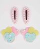 Ribbon candy Set Of 2 Pearls Detail Tic Tac Hair Pins With Shimmer Heart Design Rubber Bands - Pink