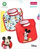 Babyhug Disney Bib Velcro Closure with Cool Mickey Print Pack of 2 - Red & Light Blue
